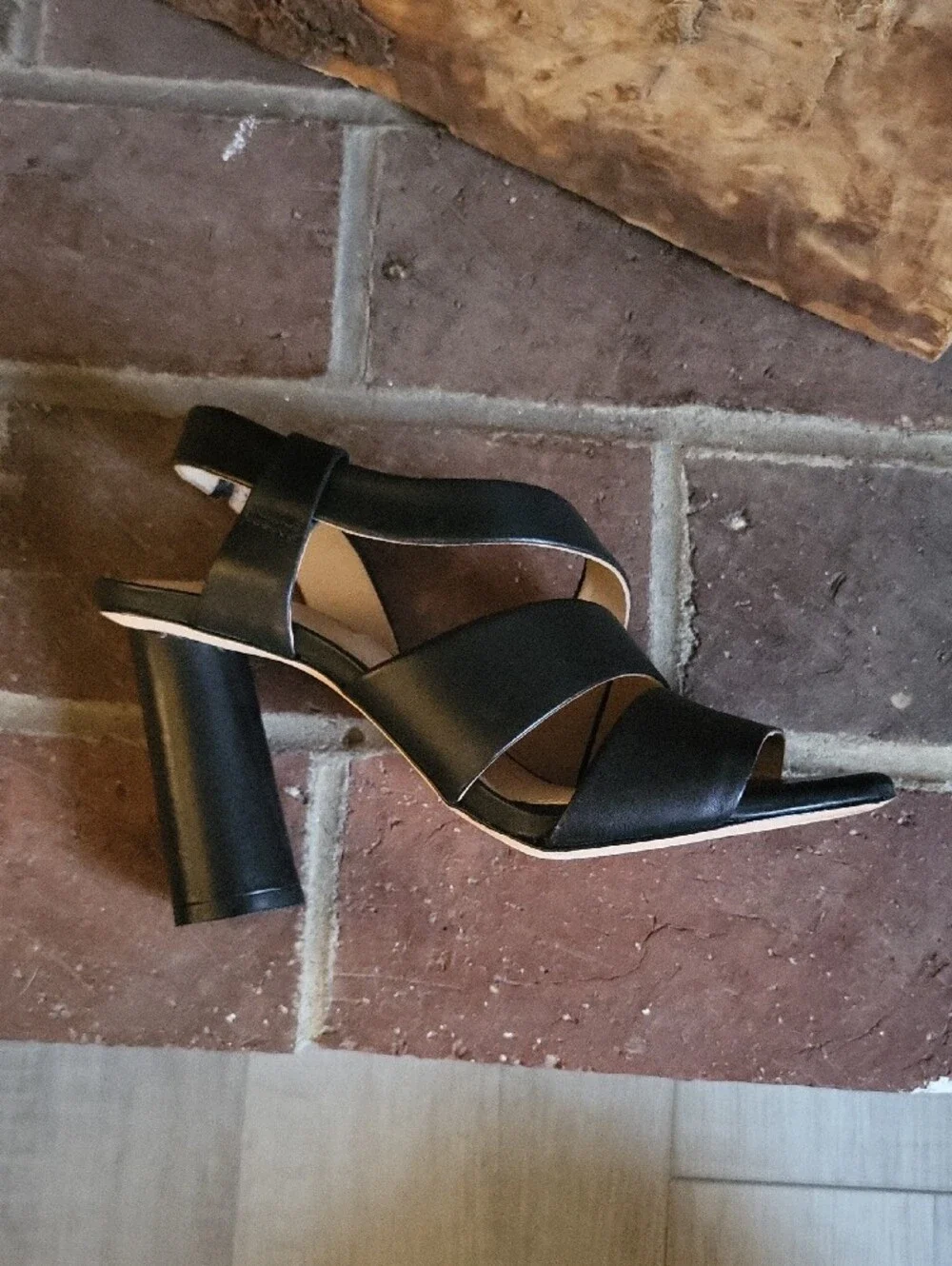 ANTONIO MELANI Black Strappy Block Heel Sandals